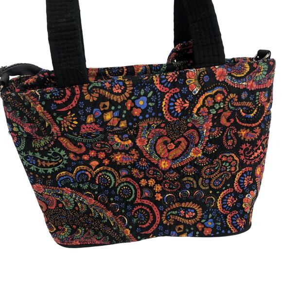 Donna Sharp purse Royal Paisley Tote Black & Multi Color plus Charm - Picture 5 of 10